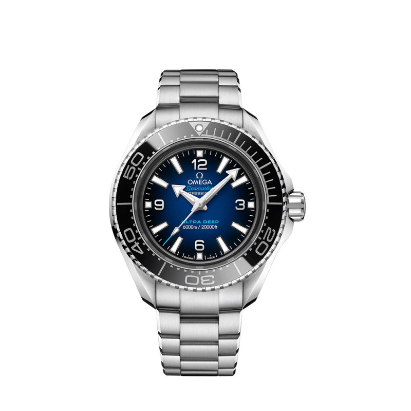 Montre Omega Seamaster Planet Ocean Ultra Deep automatique cadran bleu bracelet O‑MEGASTEEL 45,5mm
