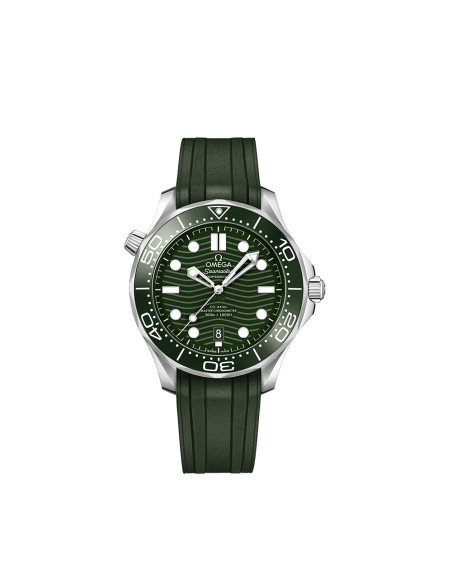 Montre Omega Seamaster Diver 300M Co-Axial Master Chronometer automatique cadran vert bracelet caoutchouc vert 42mm