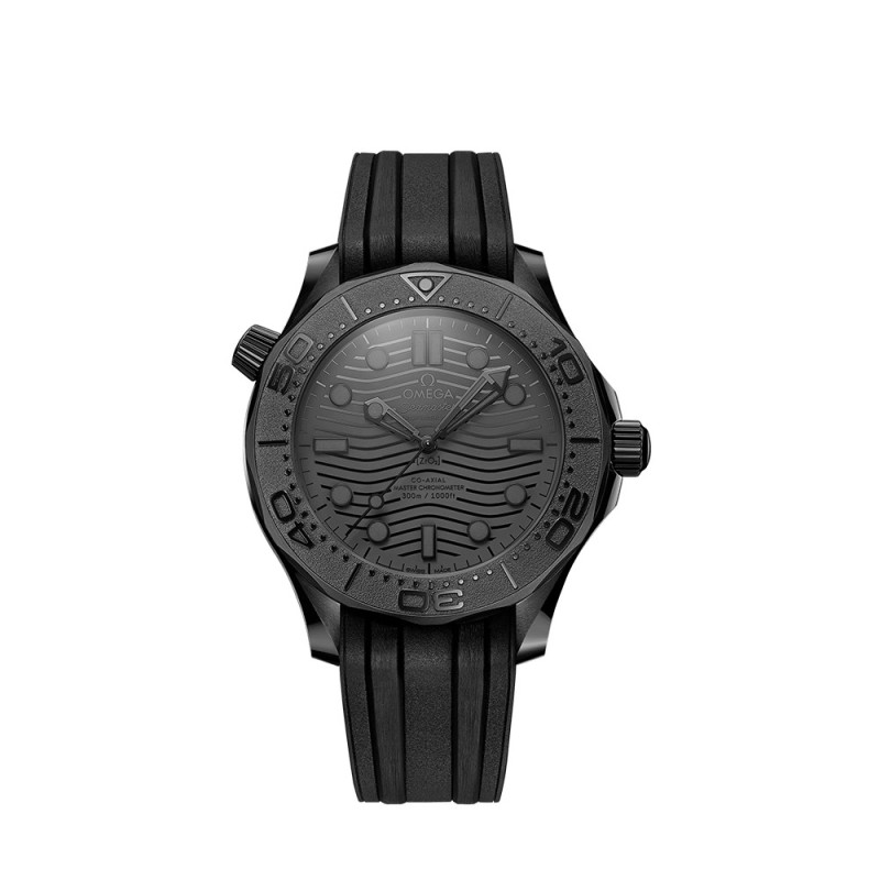 Montre Omega Seamaster Diver 300M Black Black Co-Axial Master Chronometer cadran noir bracelet caoutchouc noir 43,5mm