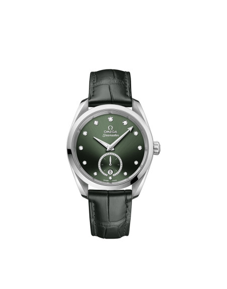 Montre Omega Seamaster Aqua Terra 150M Co-Axial Master Chronometer cadran vert bracelet en cuir d'alligator vert 38mm