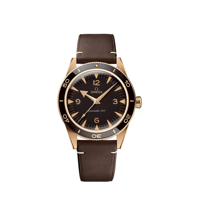 Montre Omega Seamaster Master 300 Co-Axial Master Chronometer automatique cadran marron bracelet en cuir de veau brun 41mm