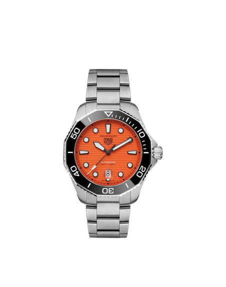Montre TAG Heuer Aquaracer Orange Diver automatique boîtier en acier satiné poli cadran orange intense bracelet acier 43mm