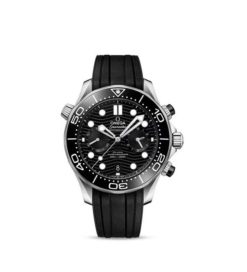 Montre Omega Seamaster Diver 300m Chronographe Co-Axial Master Chronometer cadran noir bracelet caoutchouc noir 44mm