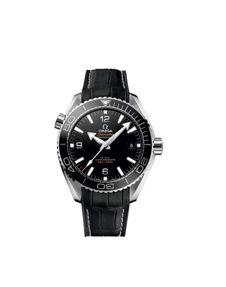 Montre Omega Seamaster Planet Ocean 600M automatique cadran noir bracelet en cuir doublé de caoutchouc noir 43,5mm