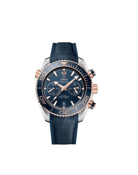Montre Omega Seamaster Planet Ocean 600M Chronographe cadran bleu bracelet cuir doublé de caoutchouc bleu 45,5mm