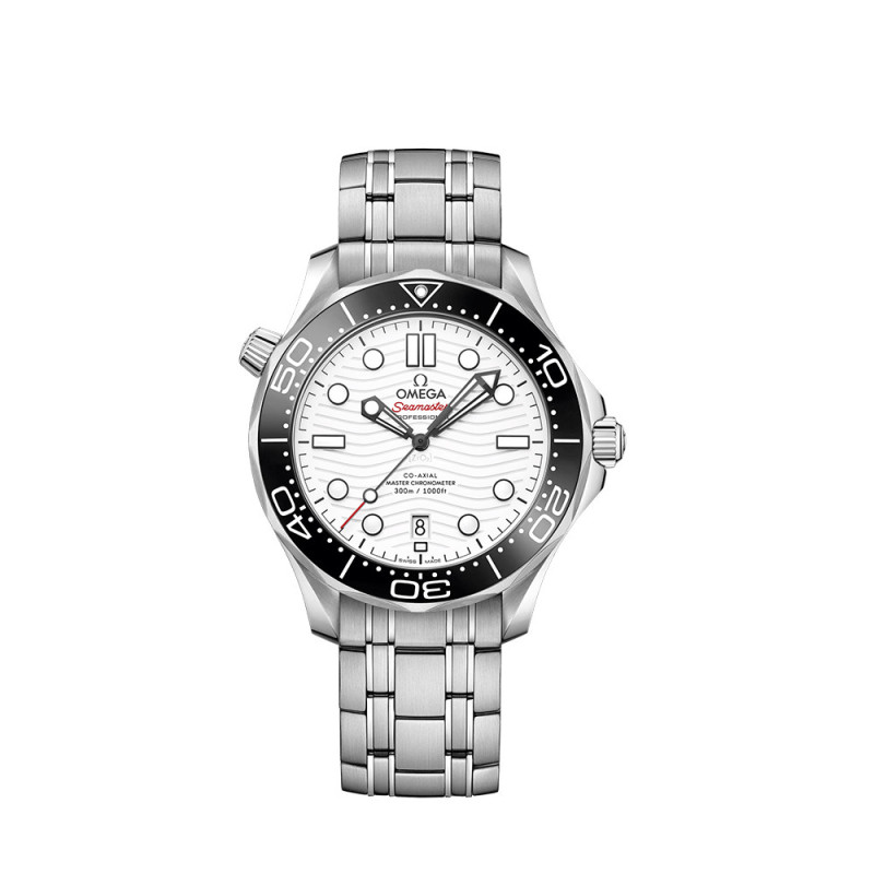 Montre Omega Seamaster Diver 300M Co-Axial Master Chronometer automatique cadran blanc bracelet acier 42mm