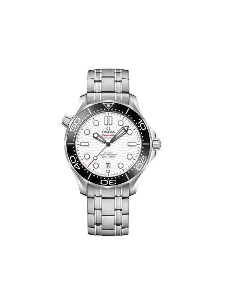 Montre Omega Seamaster Diver 300M Co-Axial Master Chronometer automatique cadran blanc bracelet acier 42mm