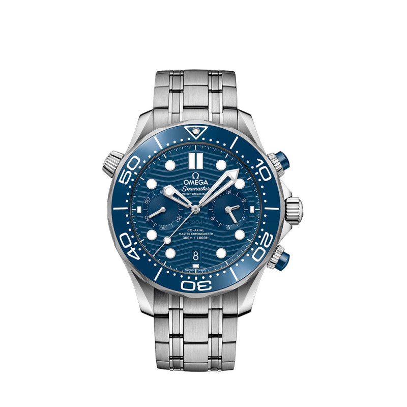 Montre Omega Seamaster Diver 300M Chronographe automatique cadran bleu bracelet acier 44mm