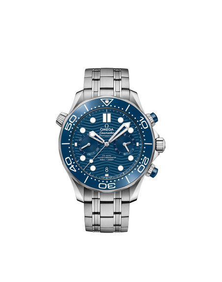 Montre Omega Seamaster Diver 300M Chronographe automatique cadran bleu bracelet acier 44mm
