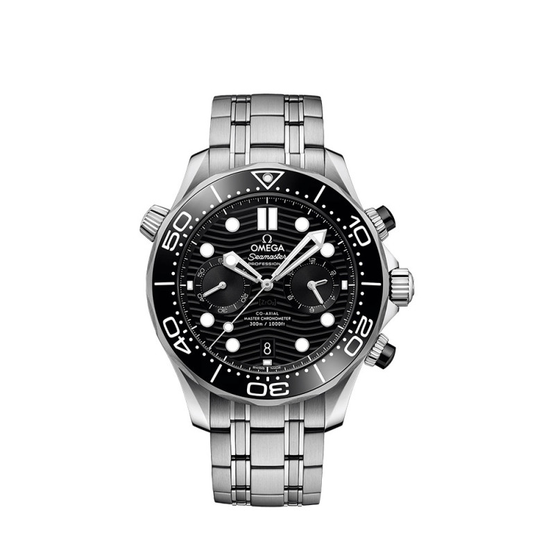 Montre Omega Seamaster Diver 300M Chronographe automatique cadran noir bracelet acier 44mm