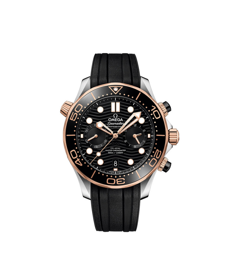 Montre Omega Seamaster Diver 300M Chronographe automatique cadran noir bracelet caoutchouc noir 44mm