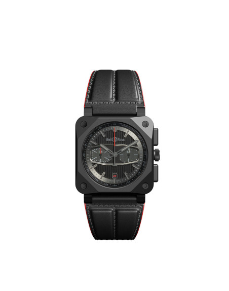 Montre Bell & Ross BR 03-94 Blacktrack édition limitée chronographe céramique cadran noir bracelet cuir 42 mm