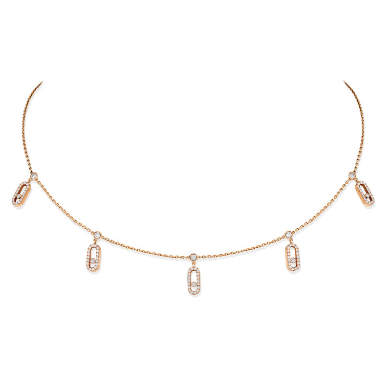 Collier Messika Chocker Move Uno Pampille or rose diamants