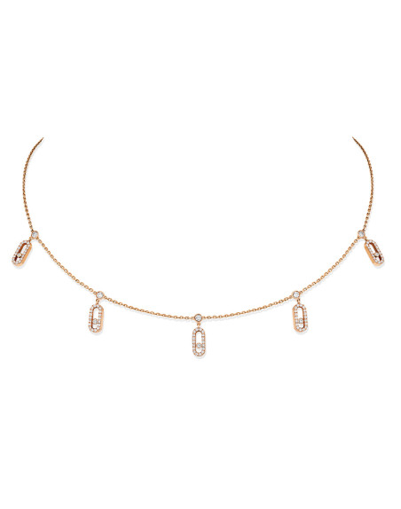 Collier Messika Chocker Move Uno Pampille or rose diamants
