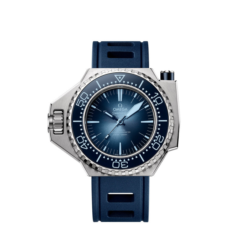 Montre Omega Seamaster Ploprof 1200M automatique cadran bleu bracelet caoutchouc bleu 55x45mm