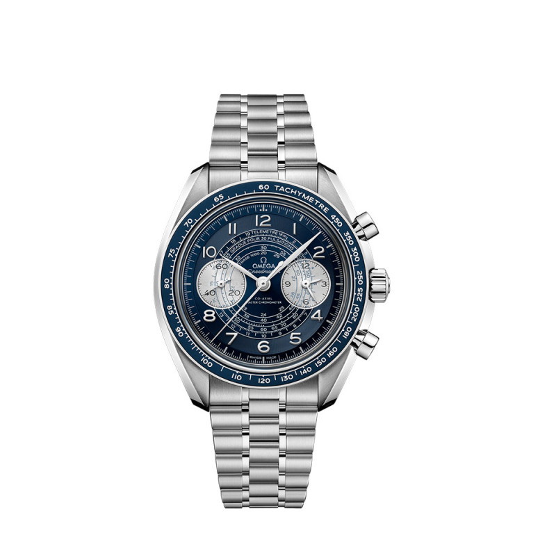 Montre Omega Speedmaster Chronoscope Chronographe manuel cadran bleu bracelet acier 43mm