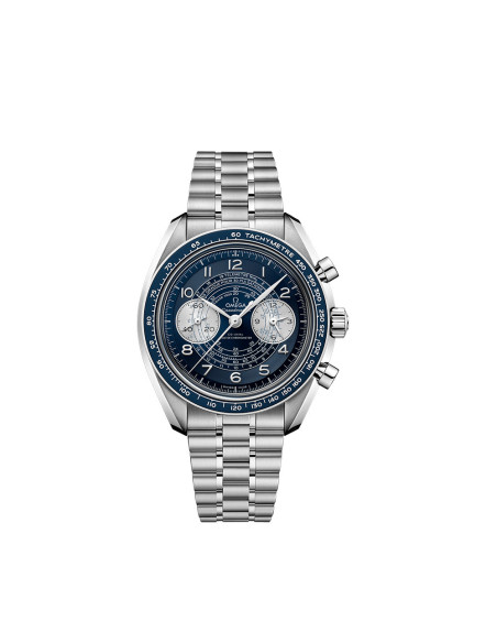 Montre Omega Speedmaster Chronoscope Chronographe manuel cadran bleu bracelet acier 43mm