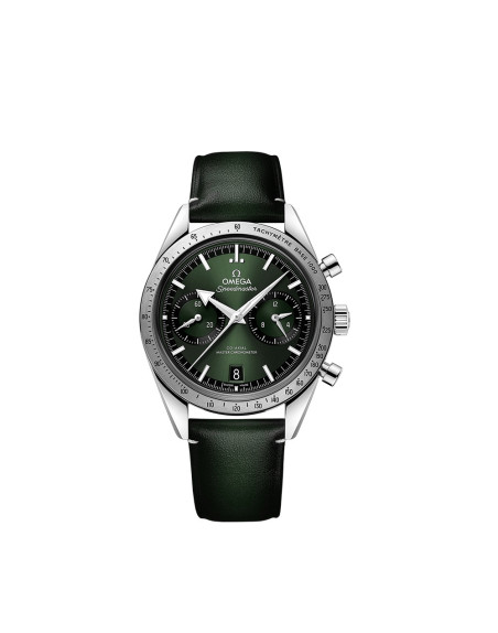 Montre Omega Speedmaster '57 Chronographe à remontage manuel cadran vert bracelet cuir de veau vert 40,5mm