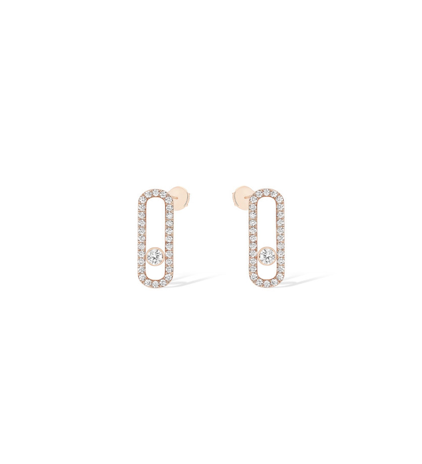 Boucles d'oreilles Messika Move Uno or rose diamants