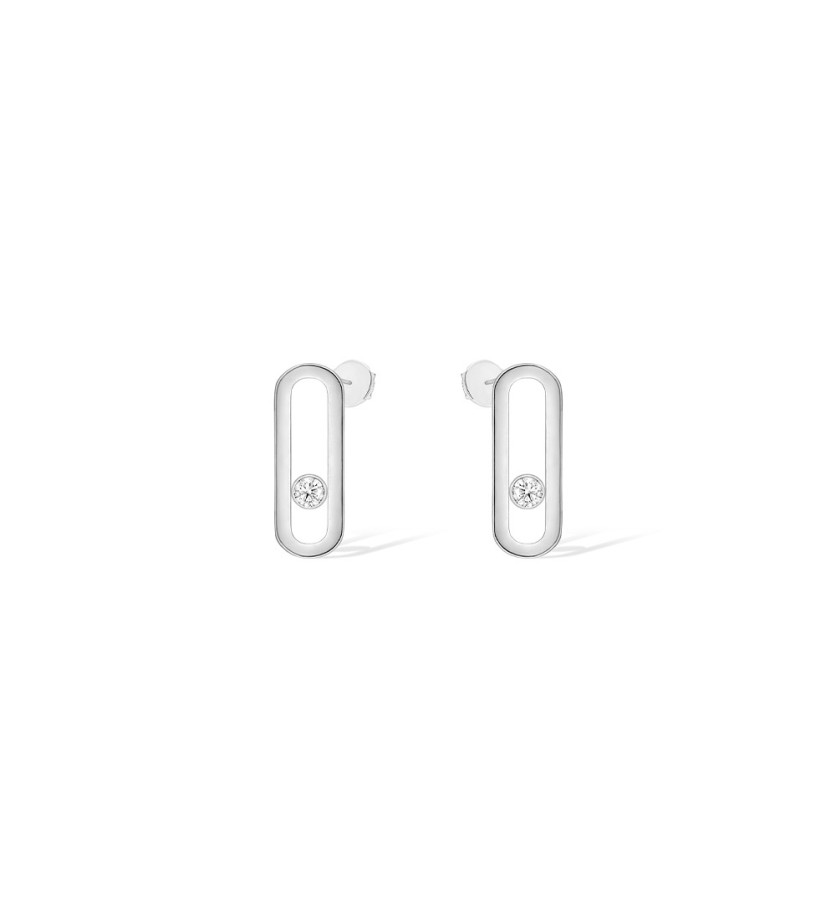 Puces d'Oreilles Messika Move Uno or blanc diamants GM