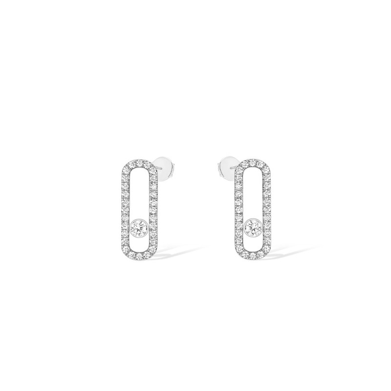Boucles d'oreille Messika Move Uno or blanc diamants GM