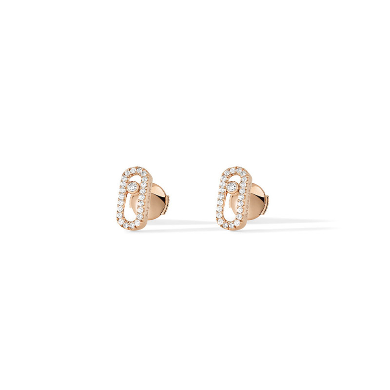 Puces d'oreille Messika Move Uno or rose diamants