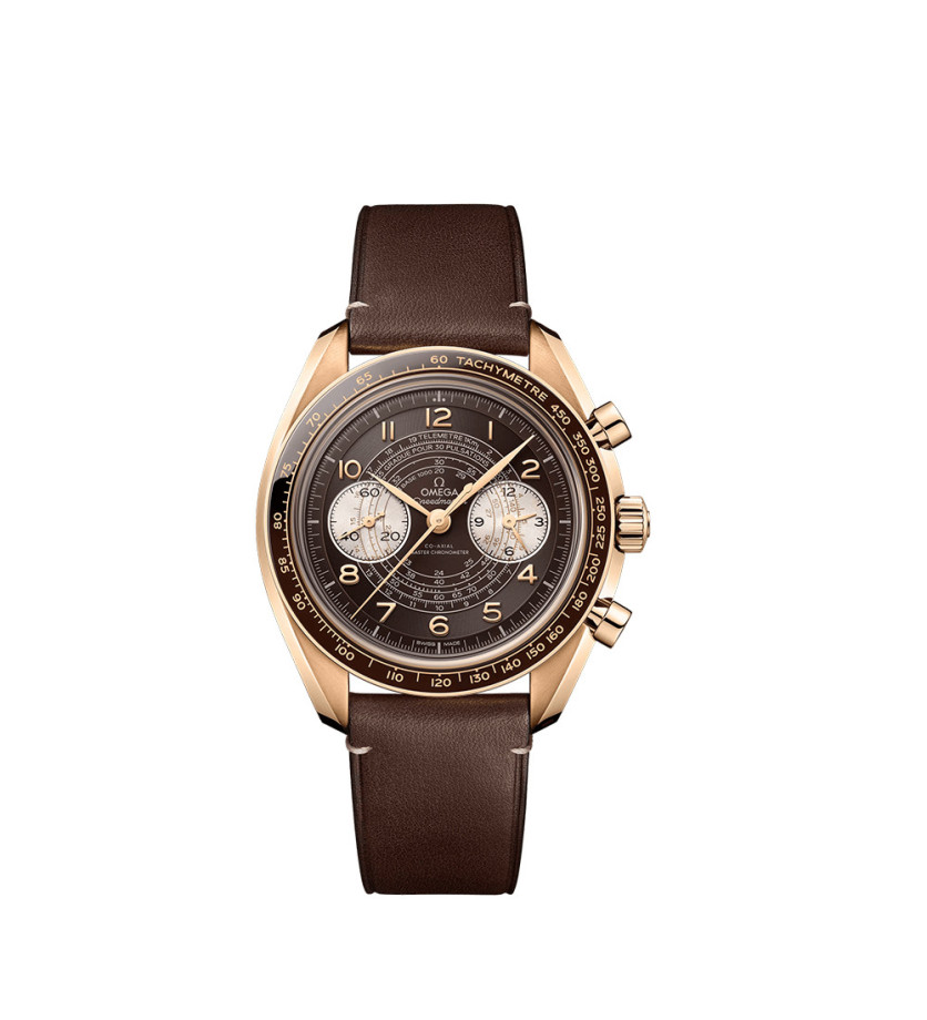 Montre Omega Speedmaster Chronoscope Chronographe manuel cadran marron bracelet en cuir de veau brun 43mm