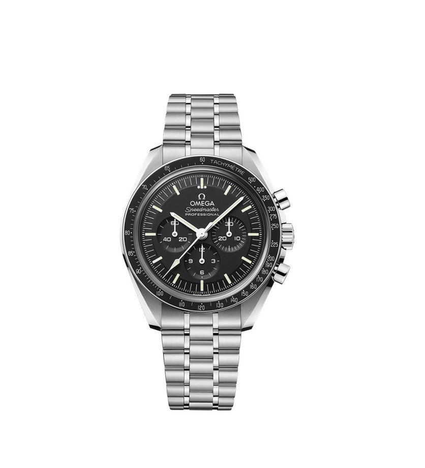 Montre Omega Speedmaster Moonwatch Professional Chronographe manuel cadran noir bracelet acier 42mm