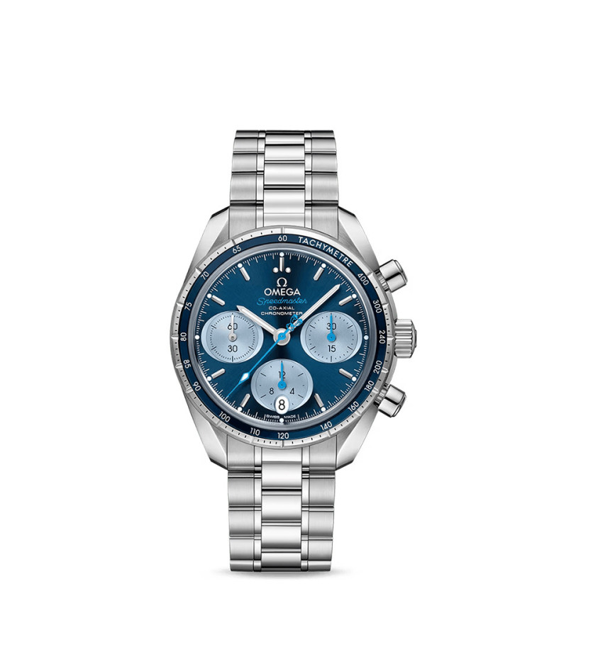 Montre Omega Speedmaster 38 Édition Orbis Chronographe automatique cadran bleu bracelet acier 38mm