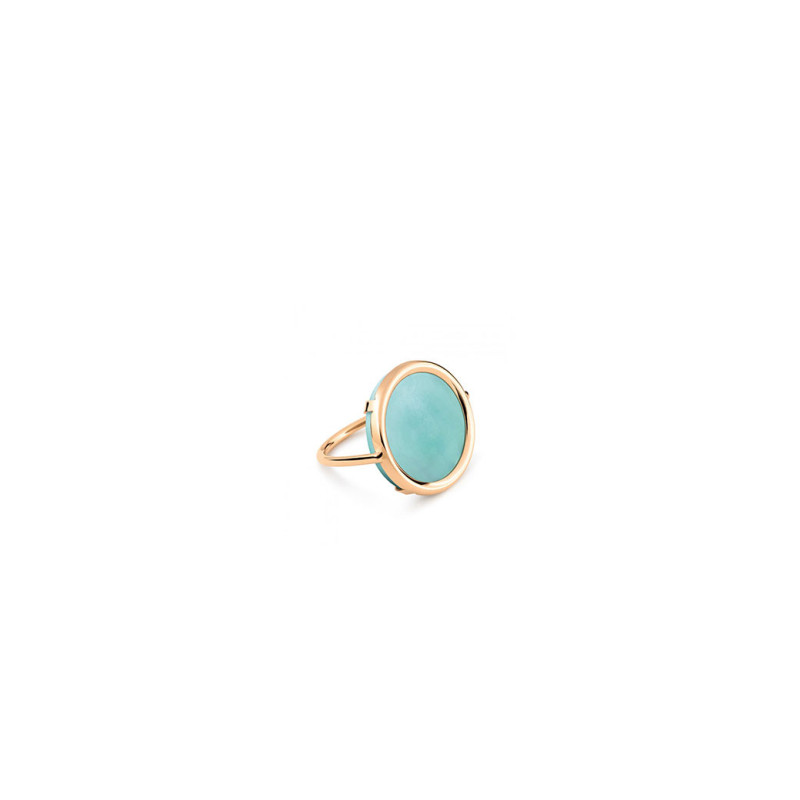 Bague Ginette NY Disc Ring or rose amazonite
