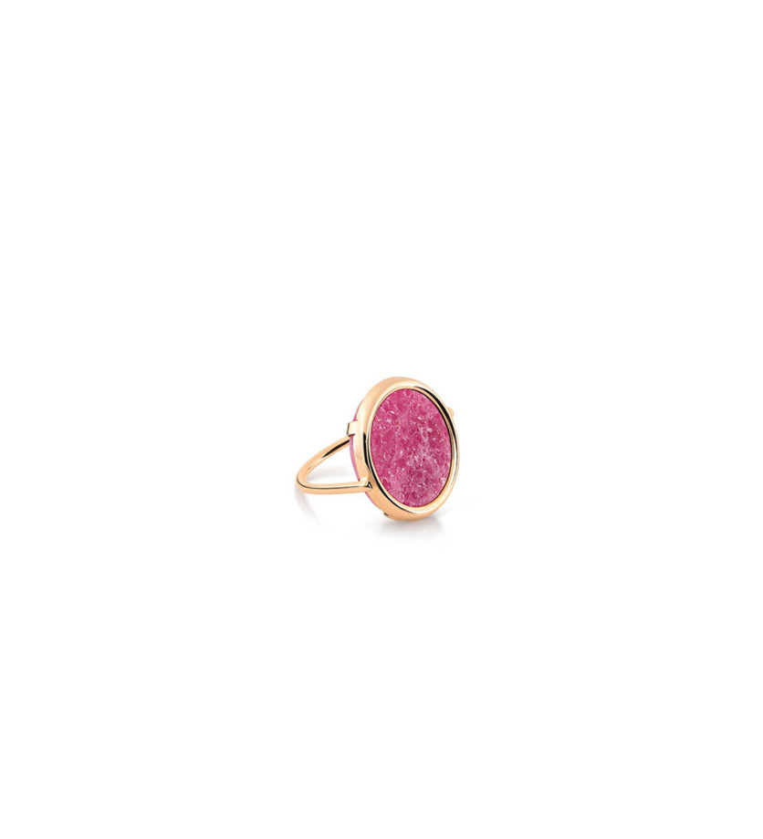 Bague Ginette NY Disc Ring or rose rhodonite