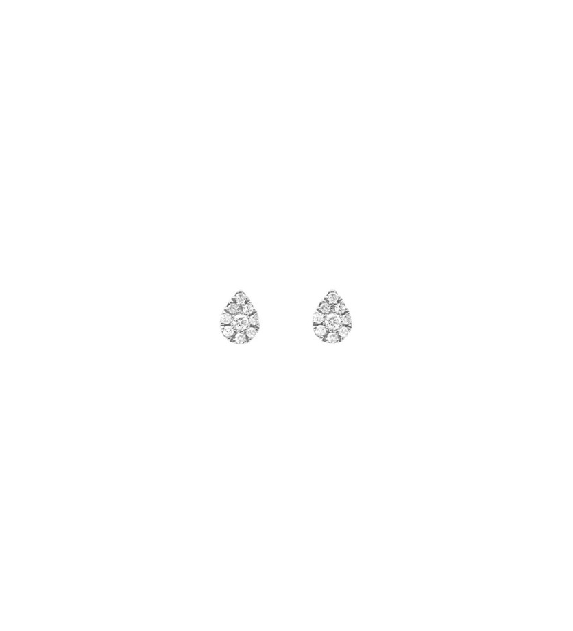 Boucles d'oreilles Djula or blanc mini poire diamants
