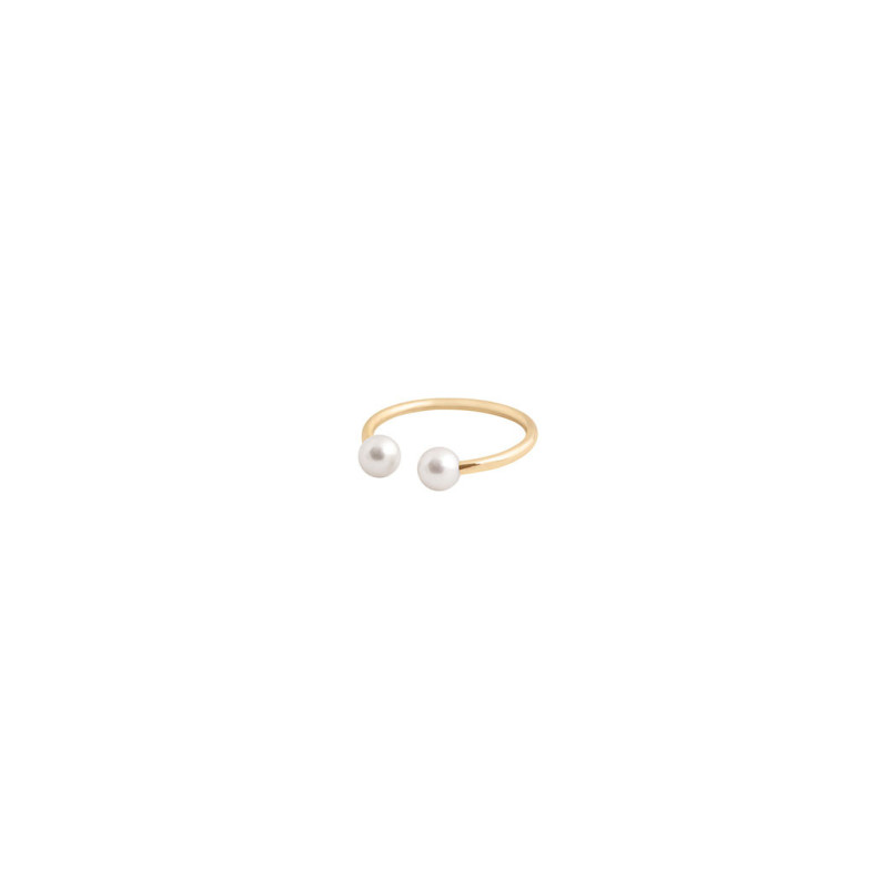 Bague Jonc Claverin or jaune perles blanches taille S