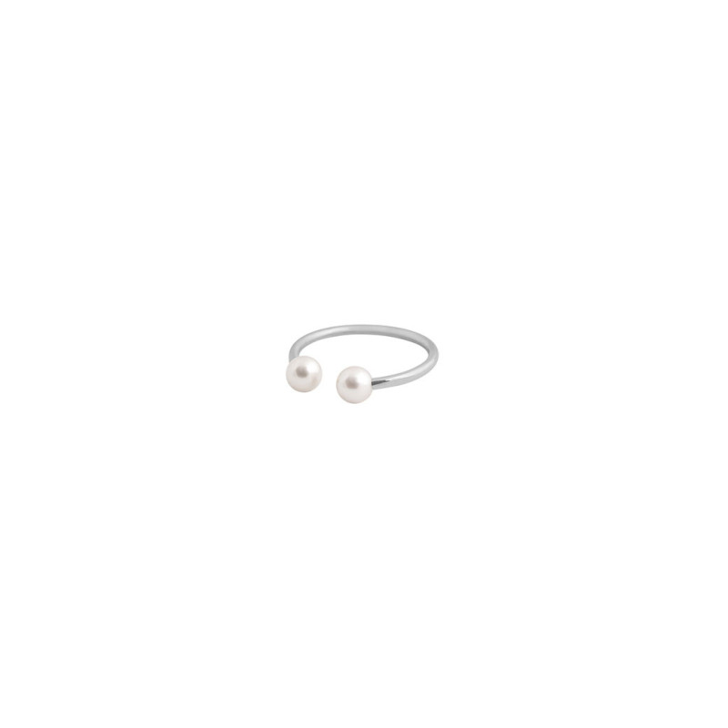 Bague Jonc Claverin or blanc perle blanche taille M