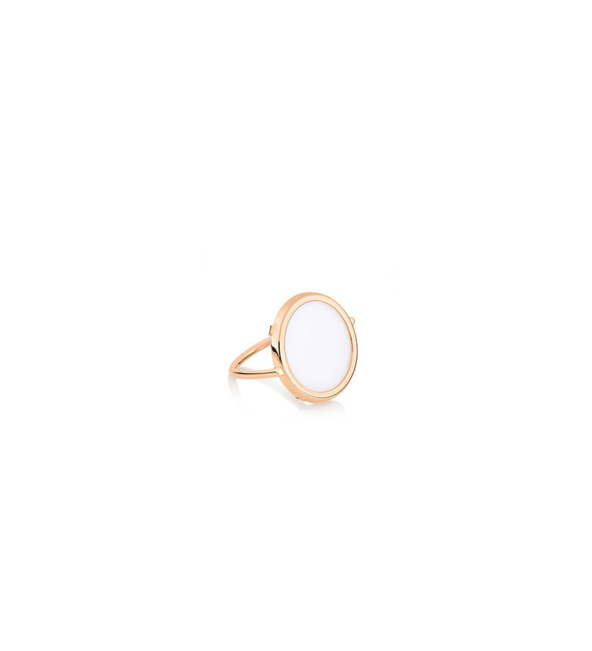 Bague Ginette NY Disc Ring or rose agate blanche
