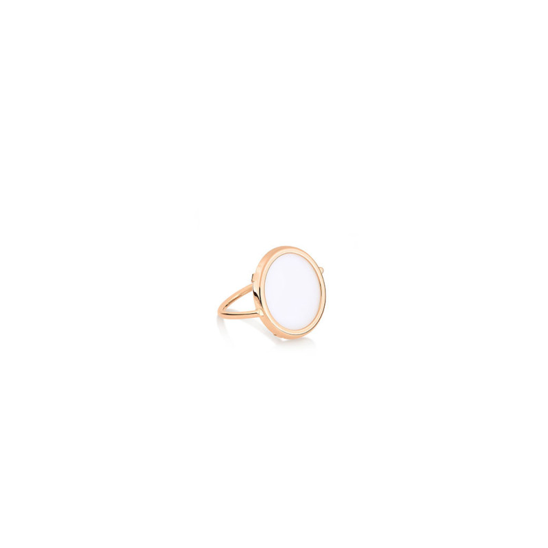 Bague Ginette NY Disc Ring or rose agate blanche