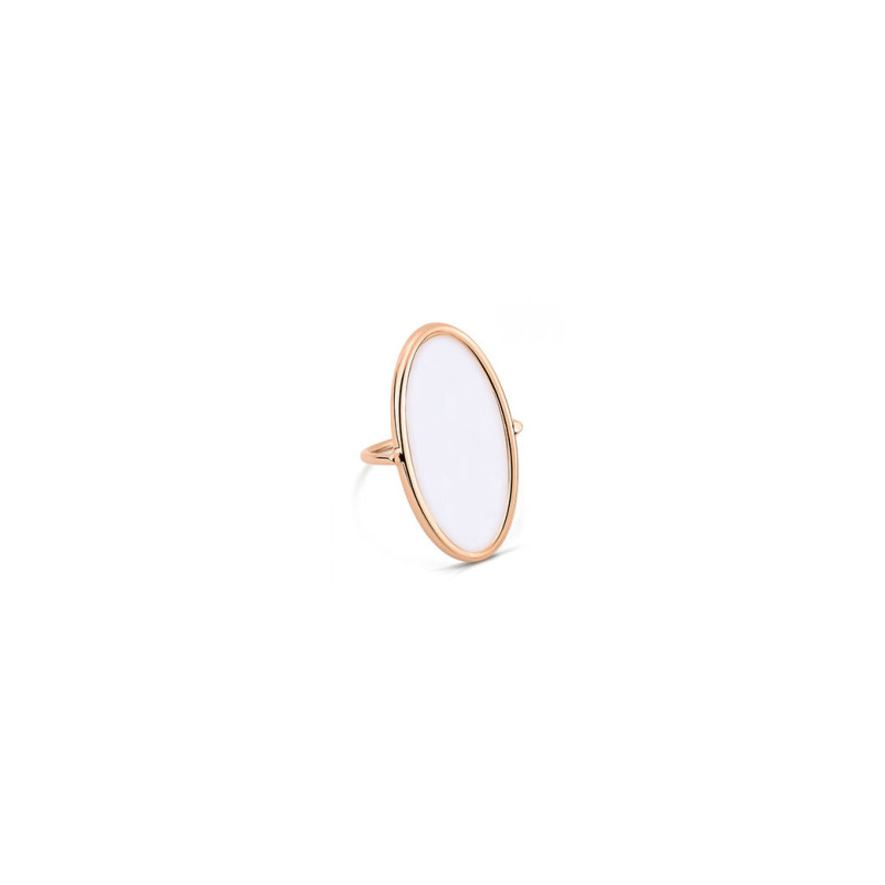 Bague Ginette NY Ellipse or rose agate blanche