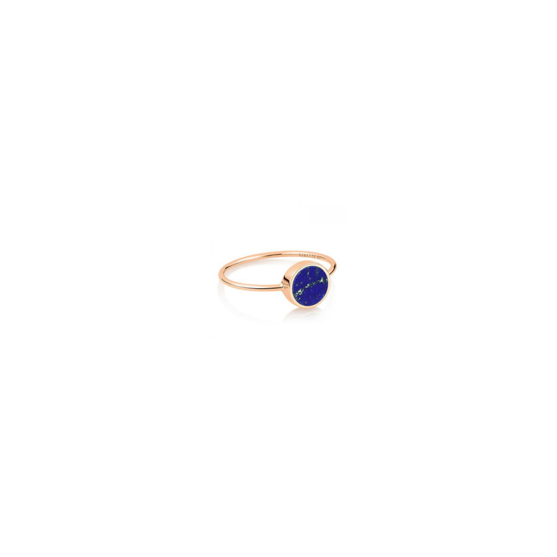 Bague Ginette NY Mini Ever Disc Ring or rose lapis lazuli