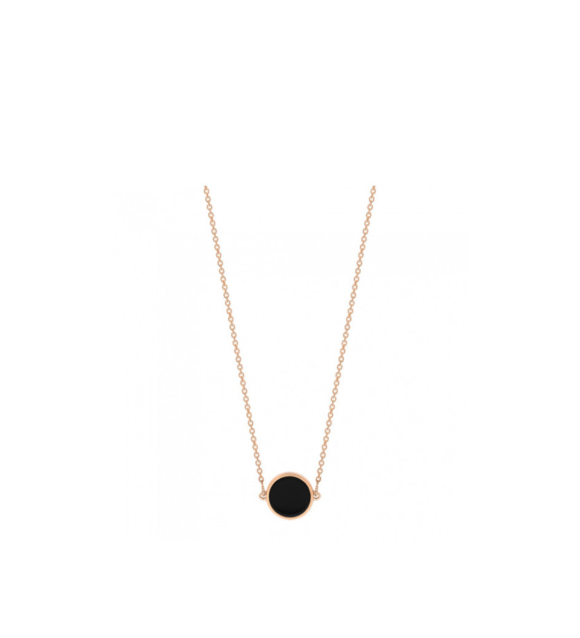 Collier Ginette NY Mini Ever Disc or rose onyx noir