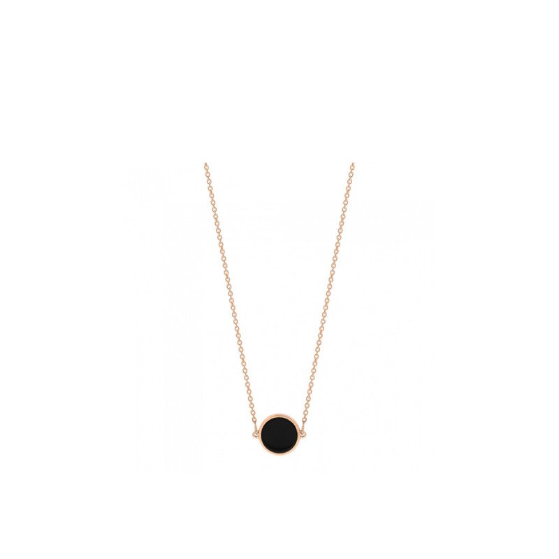 Collier Ginette NY Mini Ever Disc or rose onyx noir