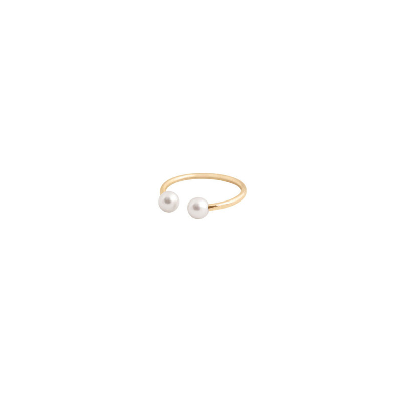 Bague Claverin Jonc or jaune perles blanches taille M