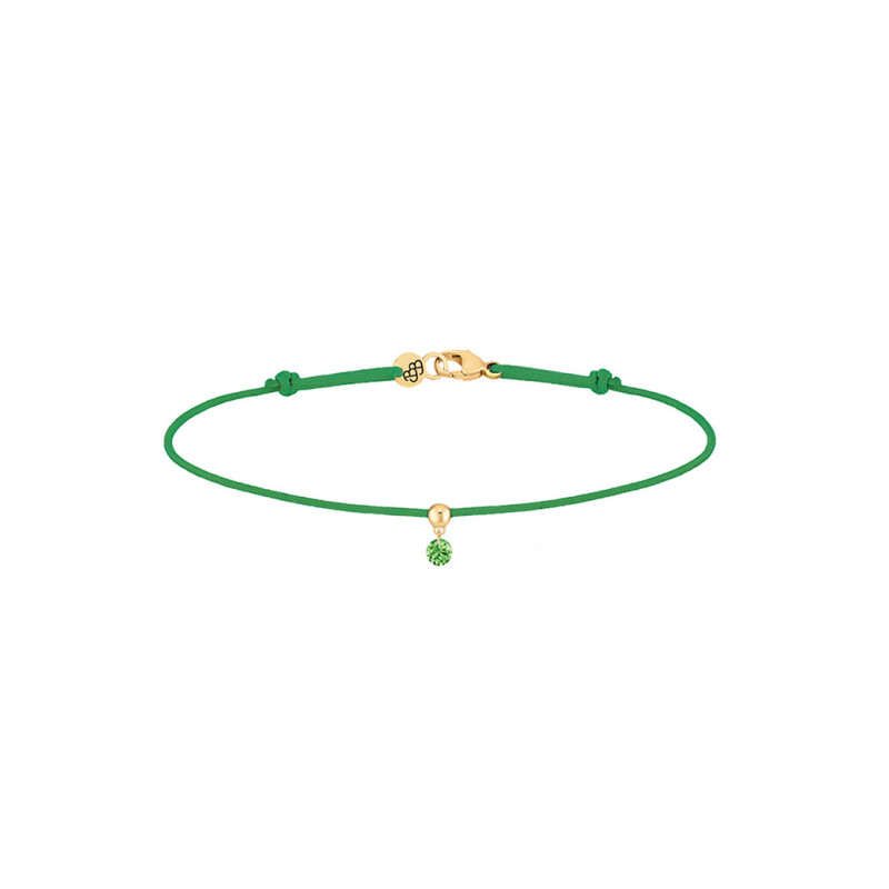 Bracelet La Brune et La Blonde Cordon BB vert or rose tsavorite