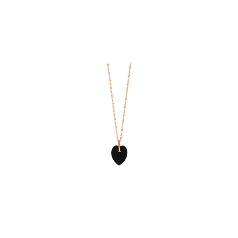 Collier Ginette NY Angele Mini Onyx Heart on chain or rose