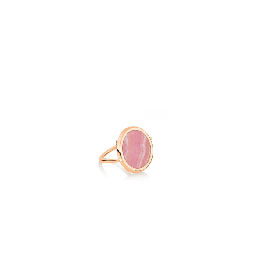 Bague Ginette NY Disc Ring or rose rhodochrosite