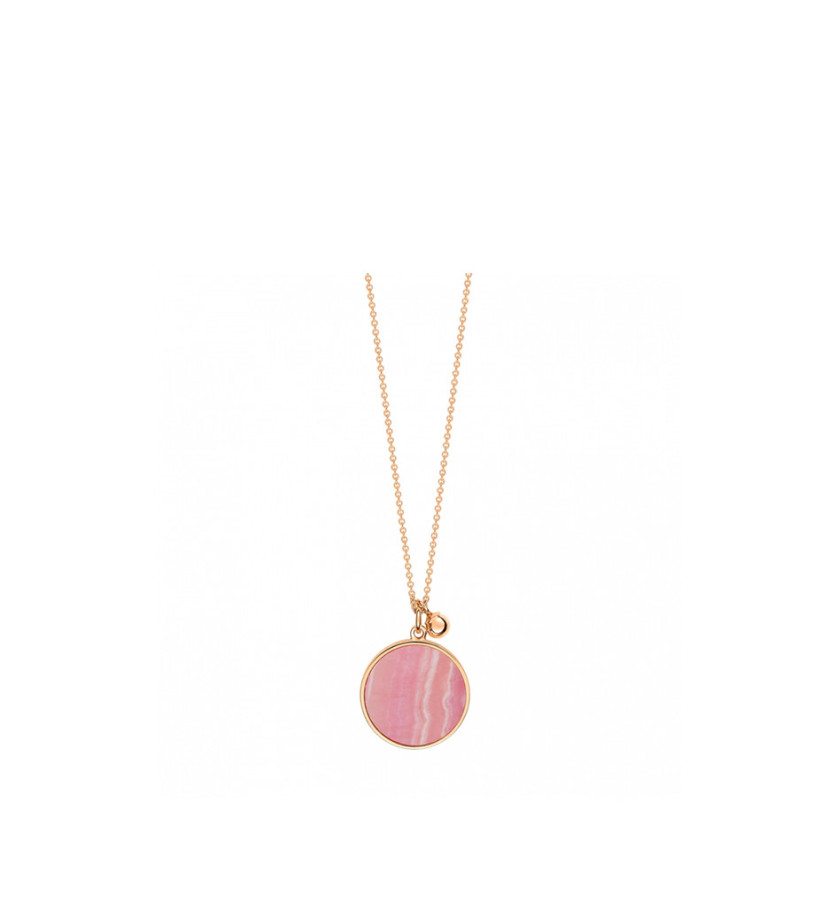 Collier Ginette NY Ever Disc on chain or rose rhodocrosite
