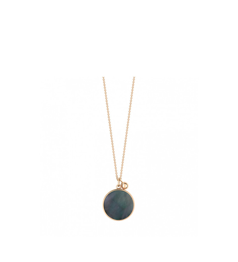 Collier Ginette NY Ever Disc on chain or rose nacre noire