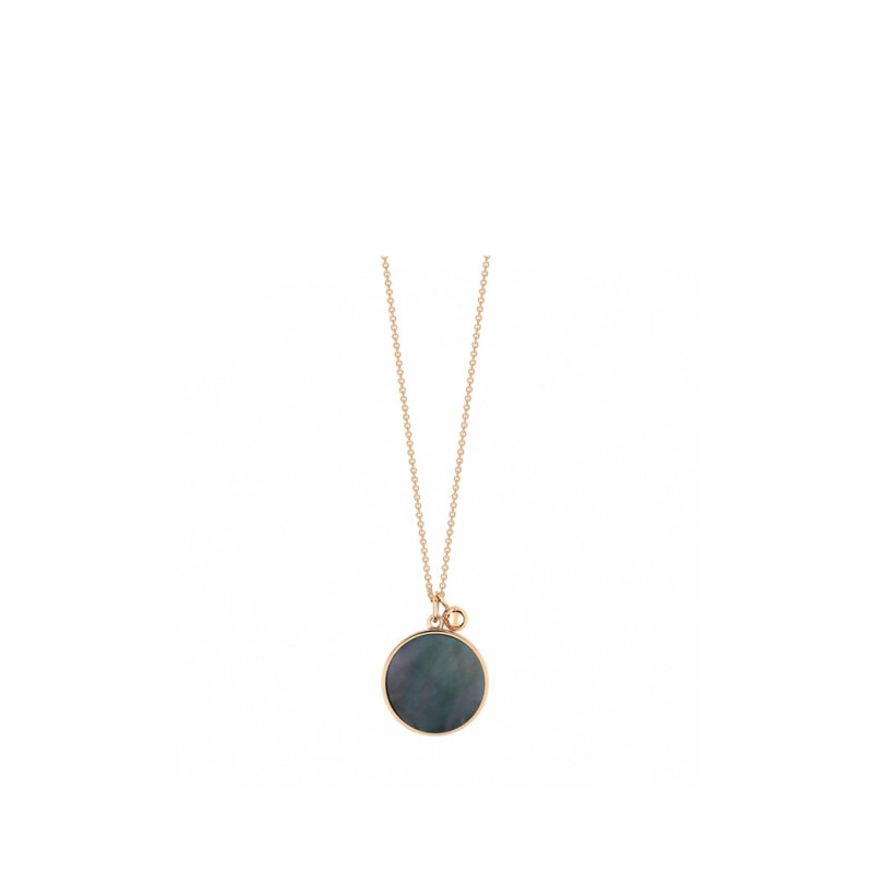 Collier Ginette NY Ever Disc on chain or rose nacre noire