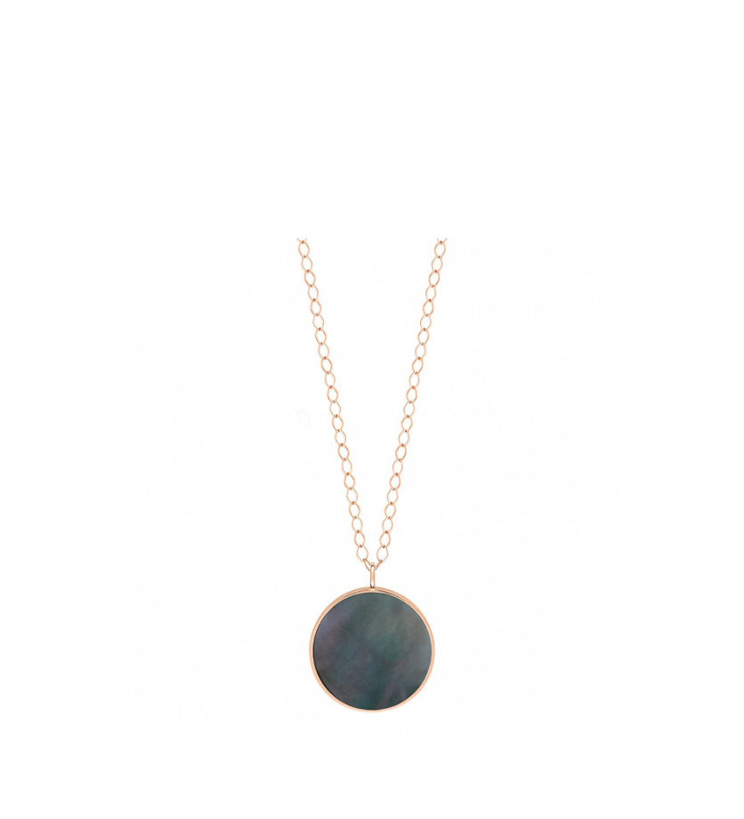 Collier Ginette NY Jumbo Ever Disc on chain or rose nacre noire