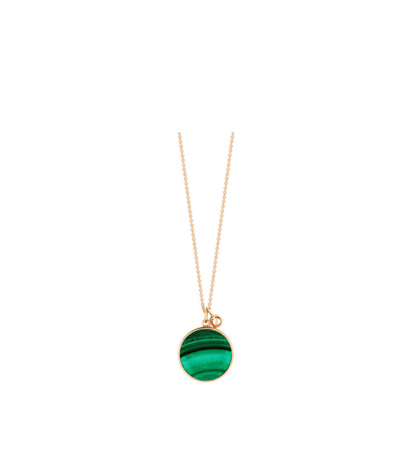 Collier Ginette NY Ever Disc on chain or rose malachite