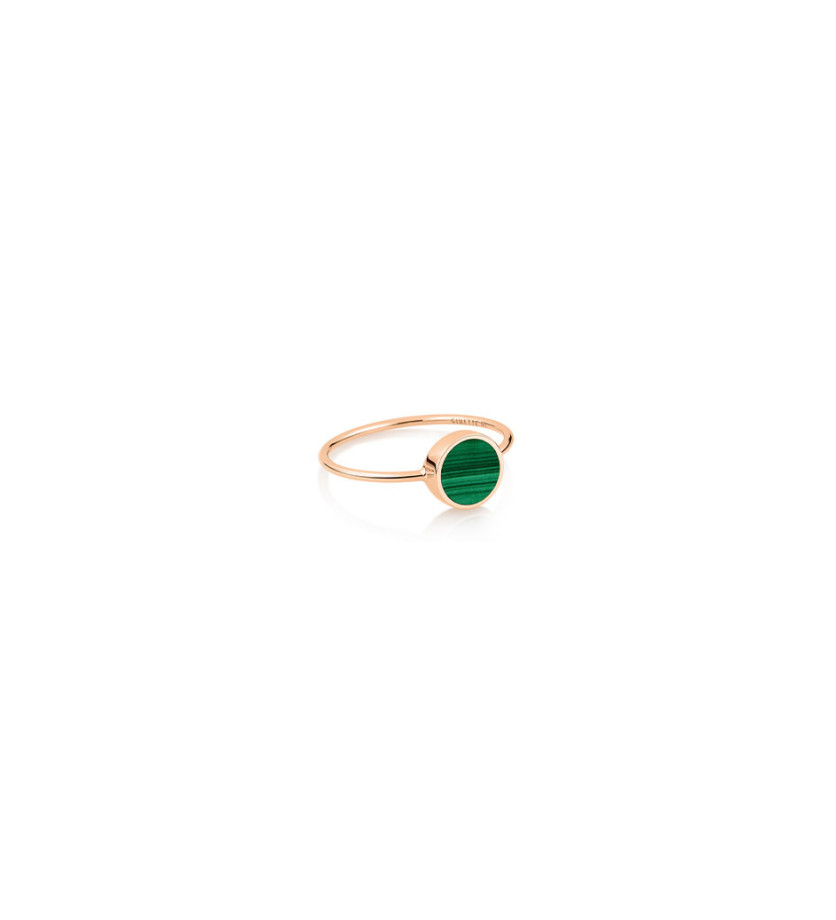 Bague Ginette NY Mini Ever Disc Ring or rose malachite
